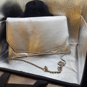 Vintage 60s Ande Faux Leather Silver Satchel Bag